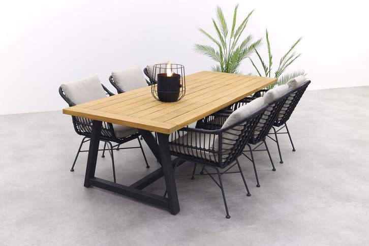 GI Margriet black /Noah tuinset -7-delig, Tuin en Terras, Tuinsets en Loungesets, Tuinset, Nieuw, Hout, Verzenden