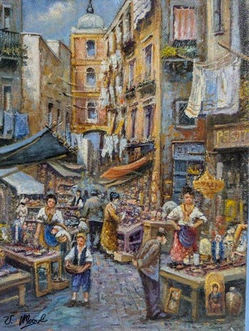 Ugo Mascolo (1948) - Napoli - San Gregorio Armeno, Antiek en Kunst