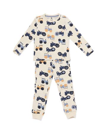 HEMA Kinderpyjama tractors met poppenpyjama gebroken wit, Verzenden, Nieuw