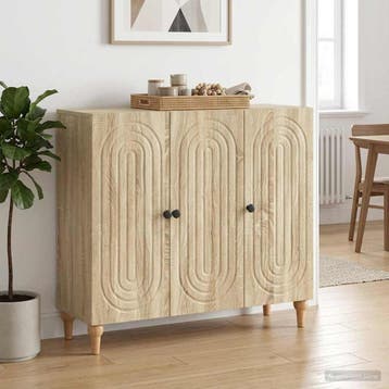 vidaXL Dressoir Sonoma Eiken 89 x 34,5 x 80 cm Bewerkt hout, Verzenden, Nieuw, Overige houtsoorten, Minder dan 50 cm