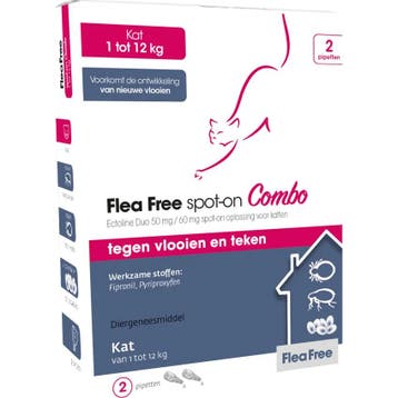 Flea Free Spot-on Combo Anti Vlooiendruppels Kat vanaf 1...