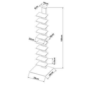 Boekenkast Eksjö schap 150x39x39 cm wit [en.casa], Verzenden, Nieuw