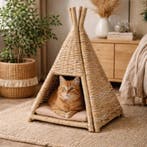 Kattenmand tipi met kussen - 40 x 40 x 70 cm, Verzenden, Nieuw, Grijs