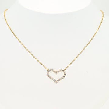 Ketting met hanger - 18 karaat Geel goud Diamant