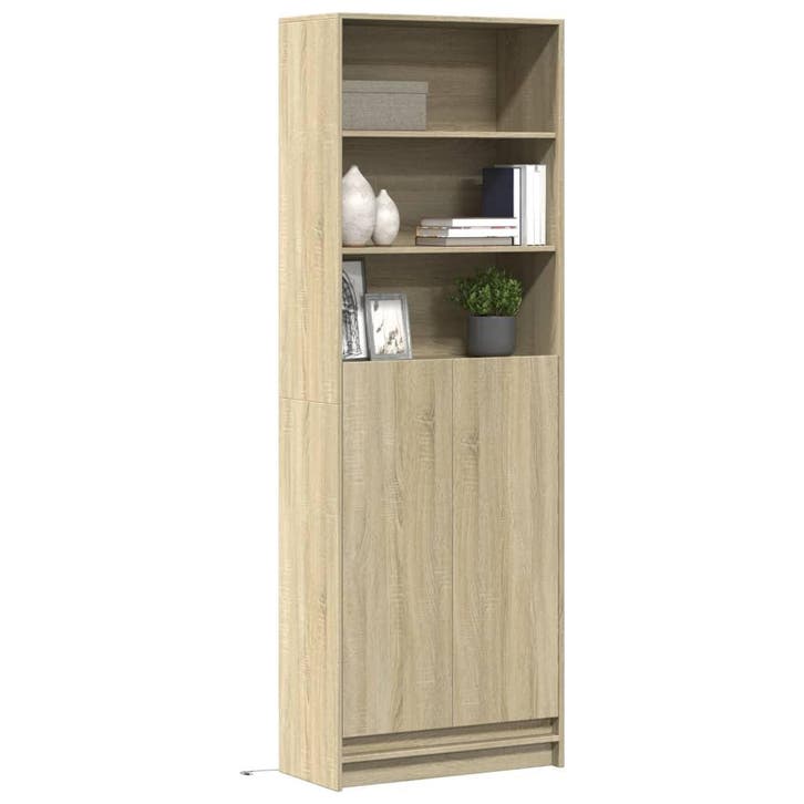 vidaXL buffetkast met LED 69x32,5x200 cm bewerkt hout sonoma, Huis en Inrichting, Kasten | Buffetkasten, 50 tot 75 cm, Nieuw, Overige houtsoorten