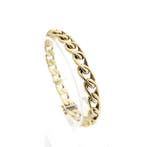 Gouden wijde gourmet schakelarmband, Sieraden, Tassen en Uiterlijk, Armbanden, Ophalen of Verzenden, Gebruikt, Overige kleuren