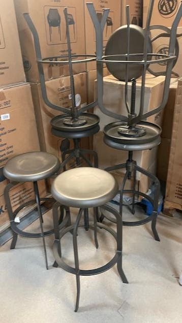partij nieuwe retro krukken met metalen en houten zit, Ophalen, Nieuw in verpakking, Meubilair
