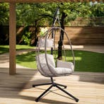 Polyrotan Hangstoel Aria - Beige - Incl. onderstel, Huis en Inrichting, Stoelen, Verzenden, Nieuw
