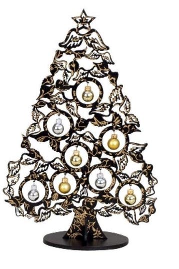 Kerstboom van hout Zwart/Goud 38cm (Decoratie voor binnen), Diversen, Kerst, Ophalen of Verzenden, Nieuw