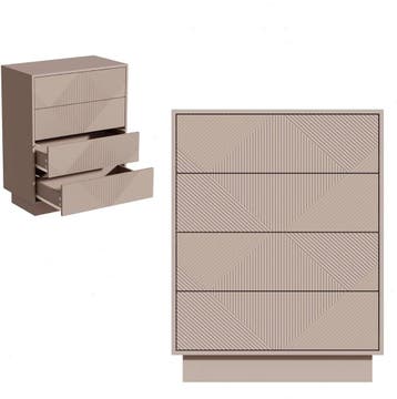 UEV Commode met 4 laden, kast met ruitpatroon lijnen, 60x33,, Verzenden, Zo goed als nieuw