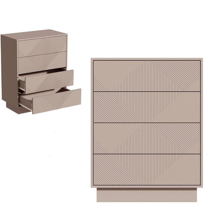 UEV Commode met 4 laden, kast met ruitpatroon lijnen, 60x33,, Huis en Inrichting, Woonaccessoires | Overige, Zo goed als nieuw