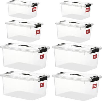 Kunststof Opbergdozen Set - Stapelbaar - Tweedekansje OP=OP, Kunststof, Mand, Ophalen of Verzenden, Zo goed als nieuw