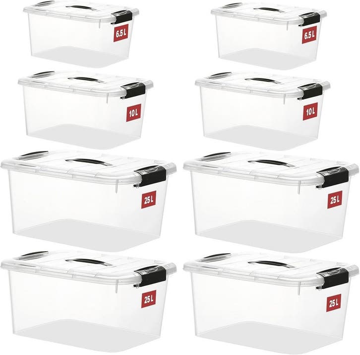 Kunststof Opbergdozen Set - Stapelbaar - Tweedekansje OP=OP, Huis en Inrichting, Woonaccessoires | Schalen en Manden, Rechthoekig