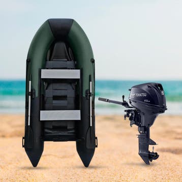 Rubberboot - 330 cm - Lattenbodem - Tohatsu 15 pk, Watersport en Boten, Rubberboten, Ophalen of Verzenden, Nieuw, Buitenboordmotor