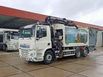 Vuilniswagen, DAF, CF 290 FAN bovenlader kraan Hiab XS 21