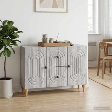 vidaXL TV-kast met lade Grijs sonoma 89 x 34,5 x 60 cm, Minder dan 50 cm, Verzenden, Nieuw, Minder dan 100 cm
