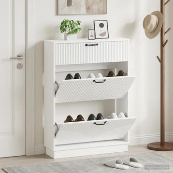 vidaXL Schoenenkast HOORN 78 x 24 x 100 cm Bewerkt hout Wit, Verzenden, Nieuw