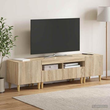 vidaXL 3-delige LED TV-kast ARNHEM 3 st Sonoma Eiken Bewerkt, Minder dan 50 cm, Verzenden, Nieuw, Minder dan 100 cm