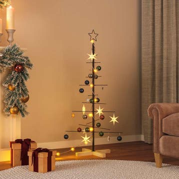 vidaXL Kerstdecoratie kerstboom met houten basis 120 cm, Verzenden, Nieuw