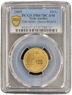 Nederlandse Antillen gouden 10 gulden 2005 Jubileum Beatrix, Verzenden, Koningin Beatrix, Goud, Losse munt