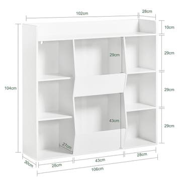 2dekans | SoBuy KMB55-W Kinderboekenkast - MDF - 106 x 30 x, Huis en Inrichting, Ophalen of Verzenden, Zo goed als nieuw