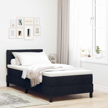 vidaXL Boxspring bed met LED-stripverlichting Zwart 90 x 190, Eenpersoons, Verzenden, Zwart, Nieuw