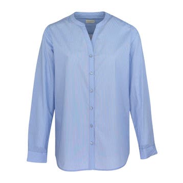 Milano Italy • blauw gestreepte blouse • 36, Maat 36 (S), Verzenden, Blauw, Milano Italy