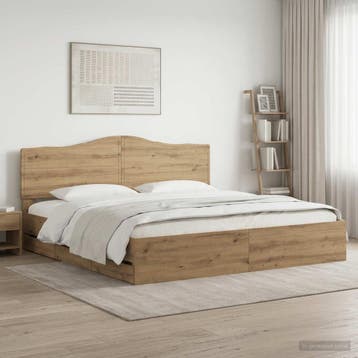 vidaXL Bed Frame with Storage and Headboard Artisan Oak 180, Bruin, Verzenden, Hout, Nieuw