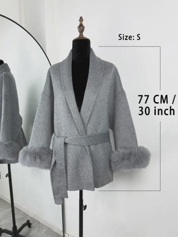 Luxe Dames Woljas met Bontkraag en Riem - Kort & Elegant, Verzenden, Nieuw