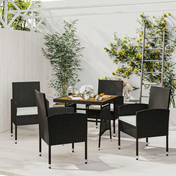 vidaXL 5-delige Tuinset poly rattan zwart, Tuin en Terras, Tuinsets en Loungesets, Verzenden, Nieuw, 4 zitplaatsen, Tuinset