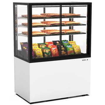 Neutrale Vitrine | INTEGRA | Wit/Zwart | 4 Niveaus |, Verzenden