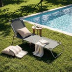 Ligbed Carcao 186x55x24 cm donkergrijs en zilverkleurig mat, Verzenden, Nieuw