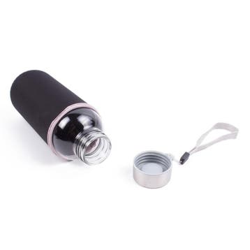 Benson Glazen drinkfles met zwarte hoes - 420 ml - thermi..., Ophalen of Verzenden, Nieuw