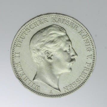 Duitsland, keizerrijk Wilhelm II. 3 Mark 1909 / Prussia, Postzegels en Munten