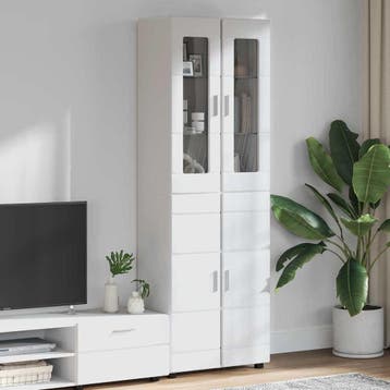 vidaXL Hoge kast FLORIN 60 x 35 x 182 cm Hoogglans wit, Verzenden, Nieuw