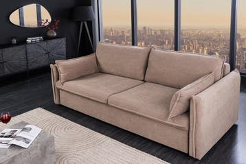 Design slaapbank APARTMENT 215cm taupe corduroy 3-zits bank, Ophalen of Verzenden, Nieuw