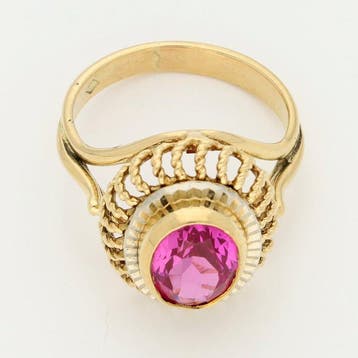 Ring - 18 karaat Geel goud - Saffier, Sieraden, Tassen en Uiterlijk, Ringen, Nieuw