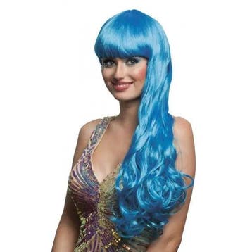Blauwe Zeemeermin Pruik Lang met Pony OP=OP, Verzenden, Nieuw