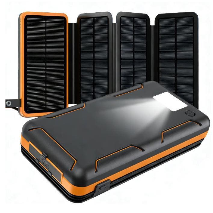 Solar Powerbank 50000mAh USB-C Zonnepaneel LED Lamp, Telecommunicatie, Powerbanks, Nieuw, Verzenden