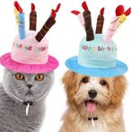 Soft pluche Happy Birthday hoed voor katten blauw of roze, Verzenden, Nieuw