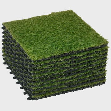 10x Kunstgras Tegels 30x30 cm - 25 mm Grashoogte - Groen, Verzenden, Nieuw