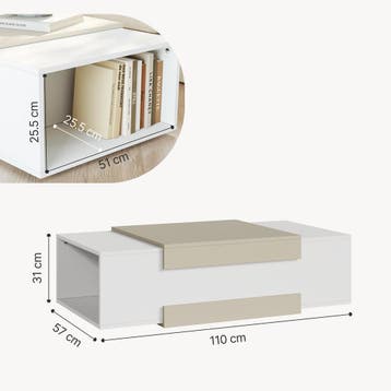 Salontafel Eljak 110x57x31 cm wit en havermout [en.casa], Verzenden, Nieuw