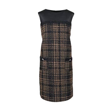 Fracomina • geruite zwart beige jurk • L, Fracomina, Verzenden, Zwart, Maat 42/44 (L)