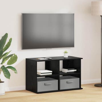 vidaXL TV-standaard met lade Zwart Eiken 79 x 40 x 48 cm, Verzenden, Nieuw, 50 tot 100 cm, Minder dan 100 cm