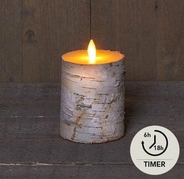 Ledkaars berkenschors wit 3d flame moving annas collection, Ophalen of Verzenden, Nieuw