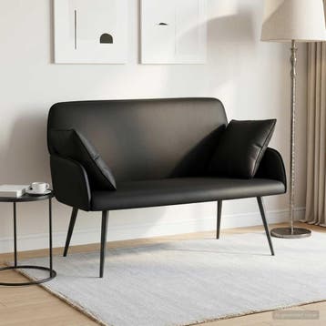 vidaXL Tweezitsbank met metalen poten 2-zits Zwart Kunstleer, Huis en Inrichting, Verzenden, Leer, Minder dan 150 cm, Nieuw