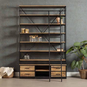 Boekenkast Mangohout Marvin 160x225 cm, Huis en Inrichting, Verzenden, Nieuw, Overige houtsoorten, Industriële meubels