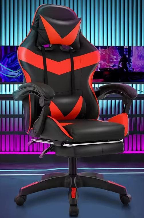 Gamingstoel Massage – Verstelbaar met Voet- &amp; Rugsteun, Huis en Inrichting, Stoelen, Nieuw, Verzenden