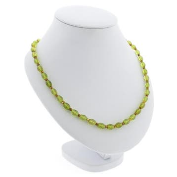 9 karaat peridoot kralenketting, Gebruikt, Geel, Ophalen of Verzenden, Met edelsteen
