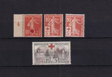 Frankrijk 1914/1918 - Rode Kruis, volledige serie zonder, Gestempeld